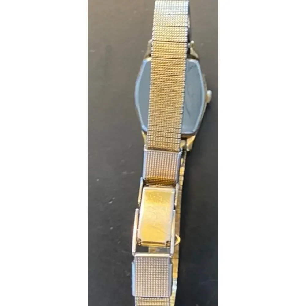 Women's Gold Tone VTG Seiko Watch, Mesh Band, Dark Face
